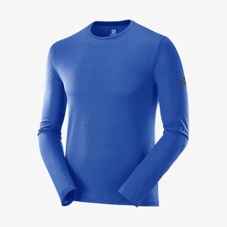 Camiseta Salomon Agile Long Sleeve Masculino Azuis | PT N69178